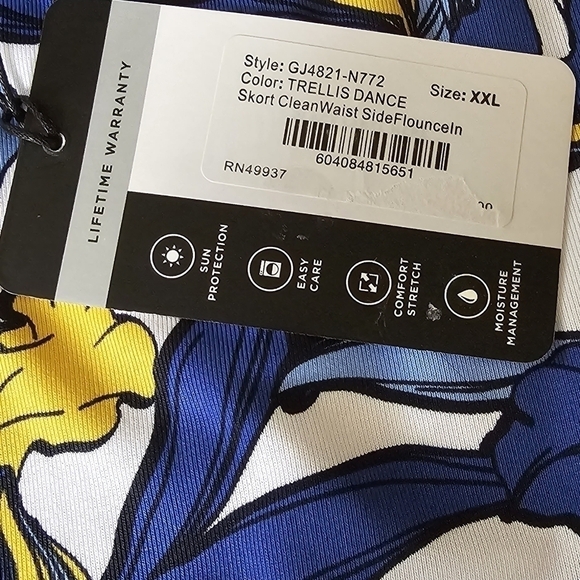 NWT Tail Skirt with Built-in Short, Blue and Yellow Floral, Size XXL - Picture 10 of 16